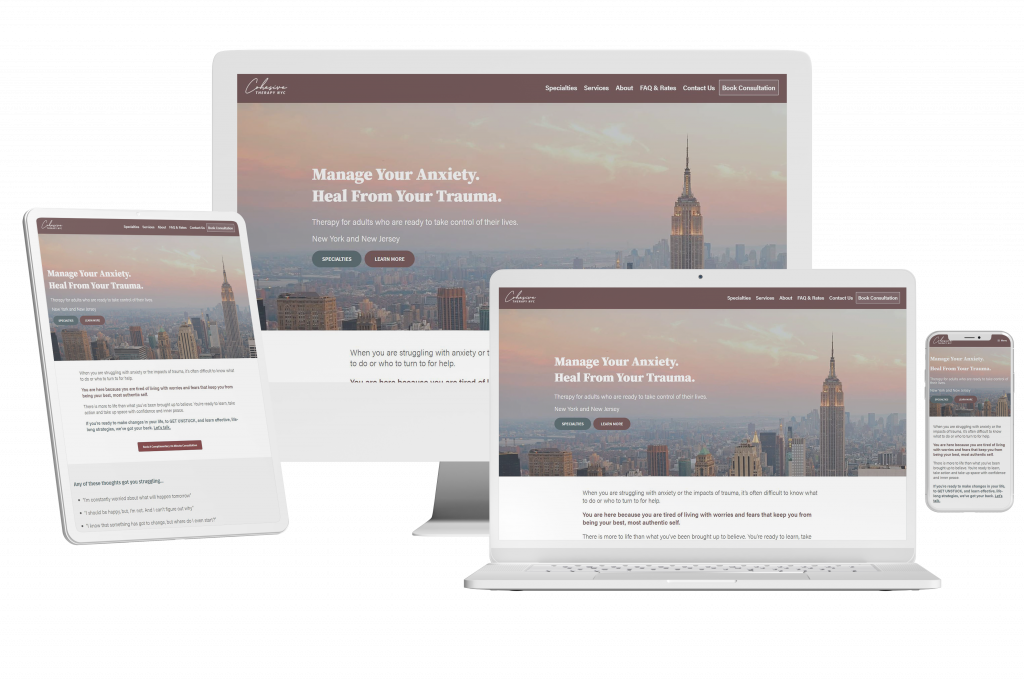 Small Business Web Design And Development 5 Ctnyc tablet desktop laptop and phone mockup straight on no shadows